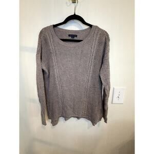 American Eagle Open Knit Cable Sweater Beige Taupe Lightweight Pullover Small